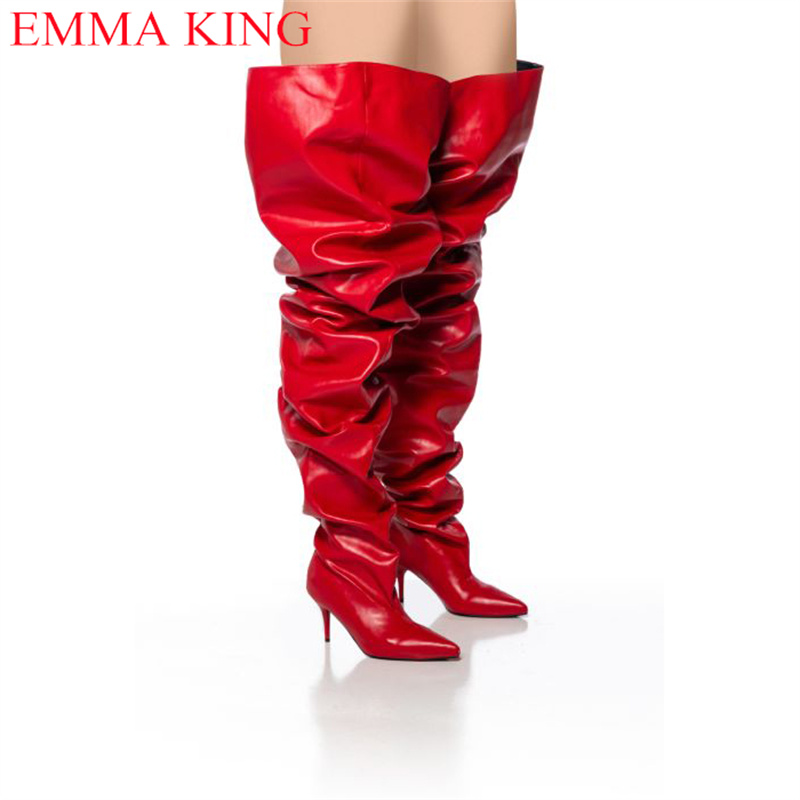 Fall Red Pleated Womens Thigh  - Eve Party ulasan dan harga