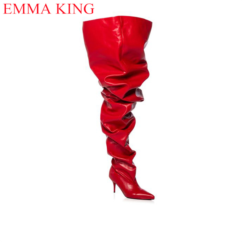 Fall Red Pleated Womens Thigh  - Eve Party ulasan dan harga