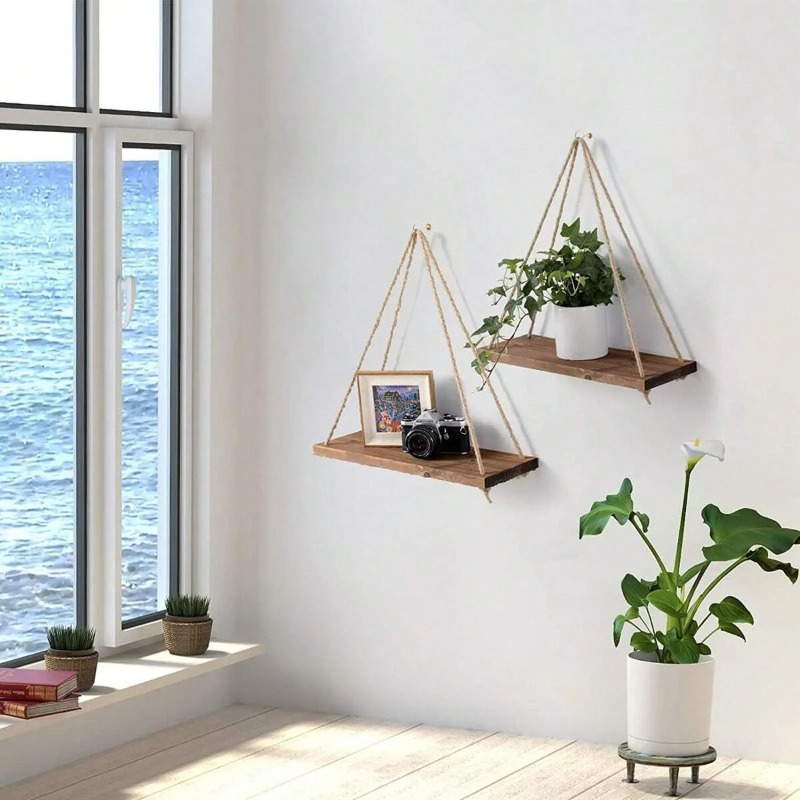1PC Wooden Swing Hanging Hemp  - Flower Wall Panel ulasan dan harga