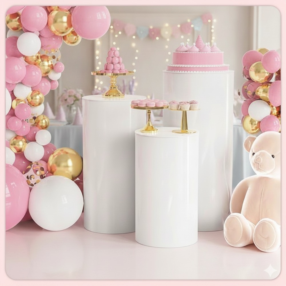 3/5Pcs White Cylinder Pedestal - Event Party ulasan dan harga