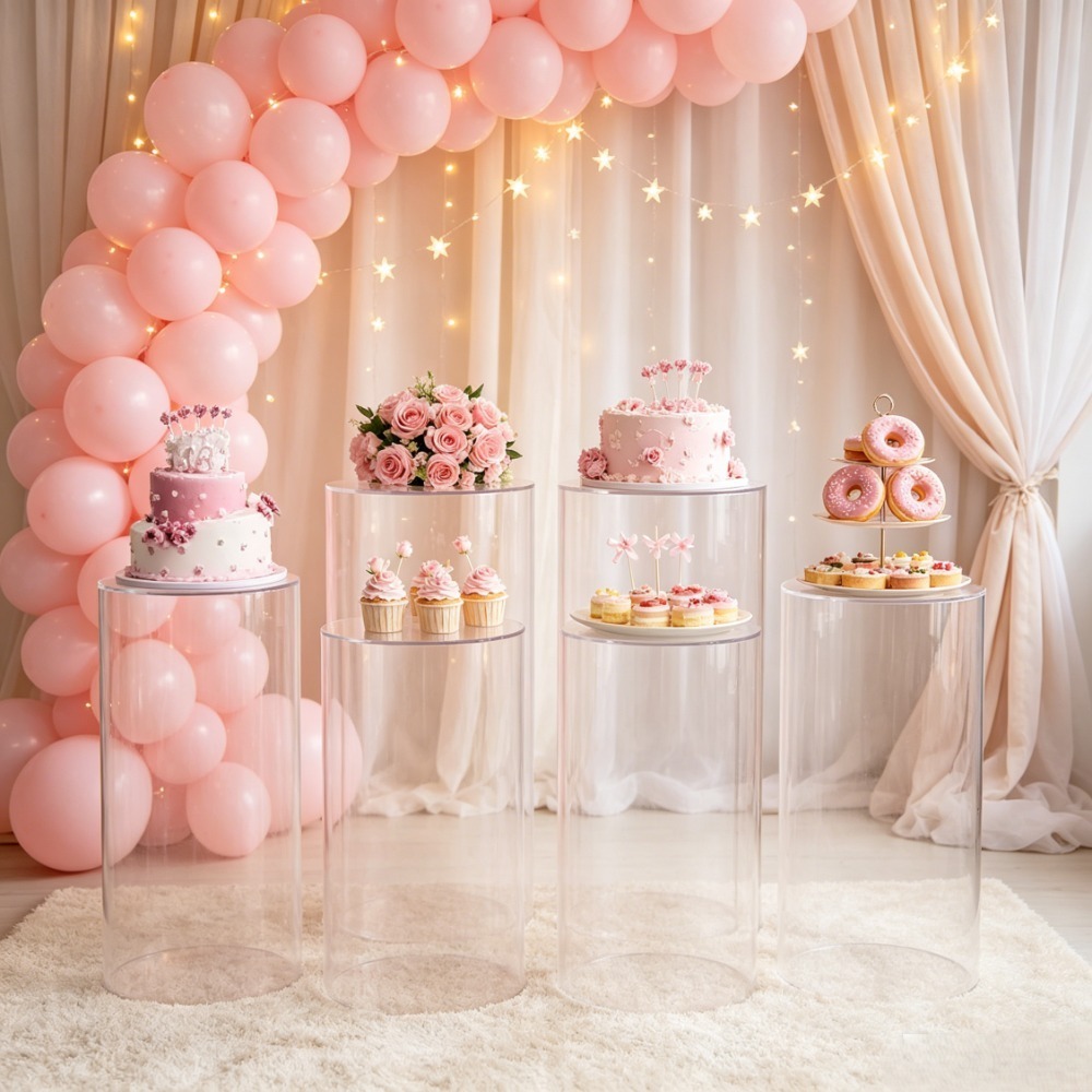 3/5Pcs White Cylinder Pedestal - Event Party ulasan dan harga